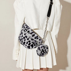 Leopard Plush Crossbody Bag for Women - 8P0196
