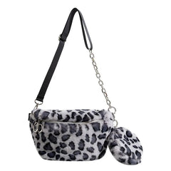 Leopard Plush Crossbody Bag for Women - 8P0196
