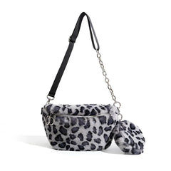 Leopard Plush Crossbody Bag for Women - 8P0196