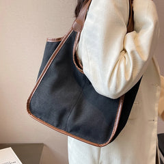 Patchwork Canvas Tote Shoulder Bag for Women