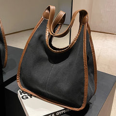 Patchwork Canvas Tote Shoulder Bag for Women