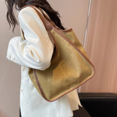 Patchwork Canvas Tote Shoulder Bag for Women
