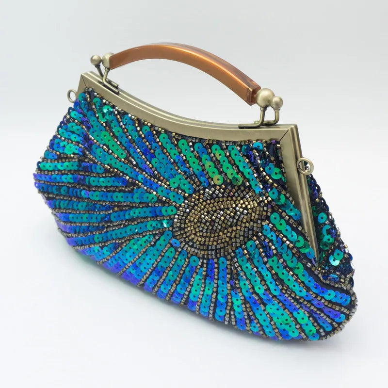 Peacock Feather Sequins Handbag Women's Shoulder Bag GF4884