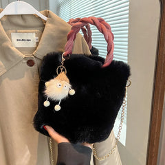 Plush Small Bag Women's Crossbody Handheld Bucket Bag