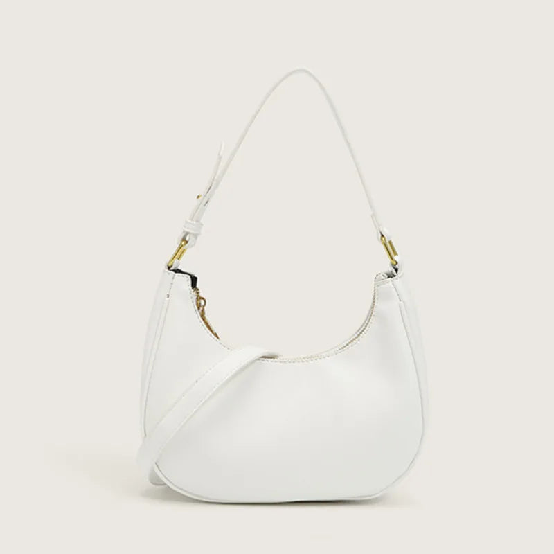Solid PU Leather Shoulder Handbag for Women