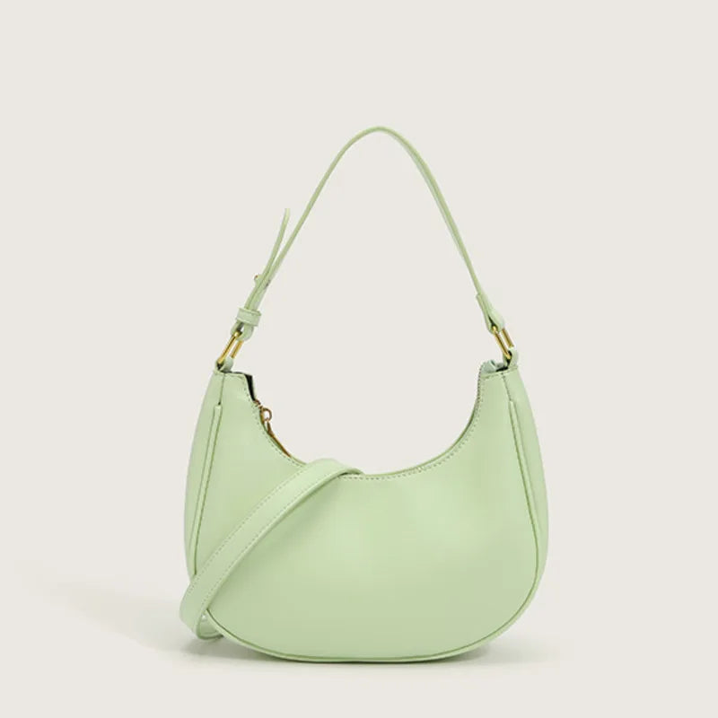 Solid PU Leather Shoulder Handbag for Women