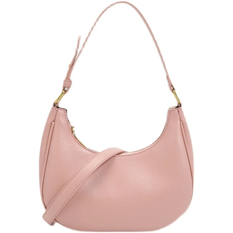 Solid PU Leather Shoulder Handbag for Women