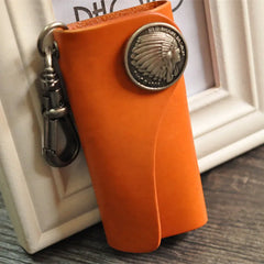 Vintage Leather Men Key Holder Wallet Keychain Organizer