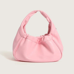 Solid Pleated PU Leather Handbag Chain Travel Shoulder Crossbody Bag