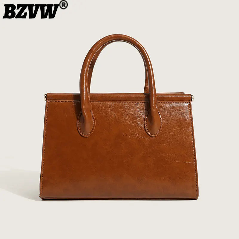 Large Capacity PU Leather Handbags For Women Solid Travel Shoulder Tote Bags