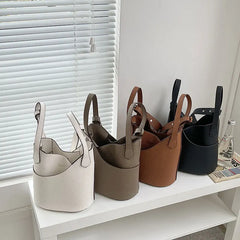 Large Capacity PU Leather Women's Bucket Bag Shopping Shoulder Crossbody Bags