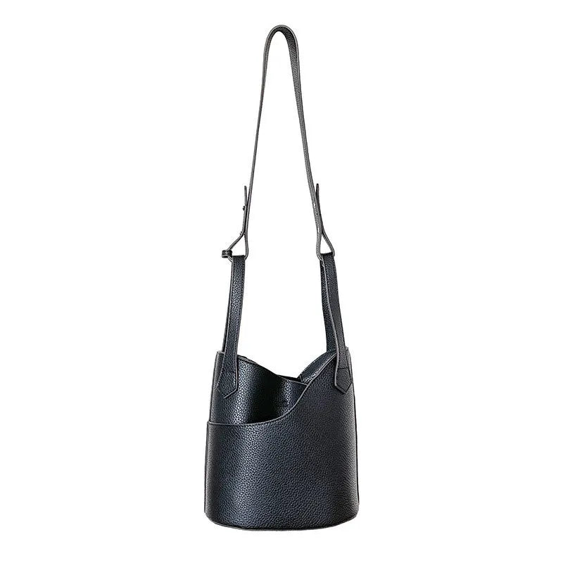 Large Capacity PU Leather Women's Bucket Bag Shopping Shoulder Crossbody Bags