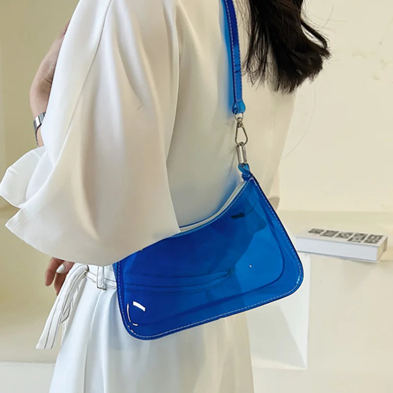 Women's Transparent PVC Shoulder Bag Casual Purses Underarm Bag