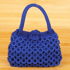 Solid Hand Woven Handbags For Women Hollow Out Female Travel Shoulder Underarm B