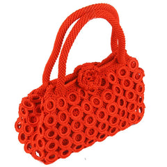 Solid Hand Woven Handbags For Women Hollow Out Female Travel Shoulder Underarm B