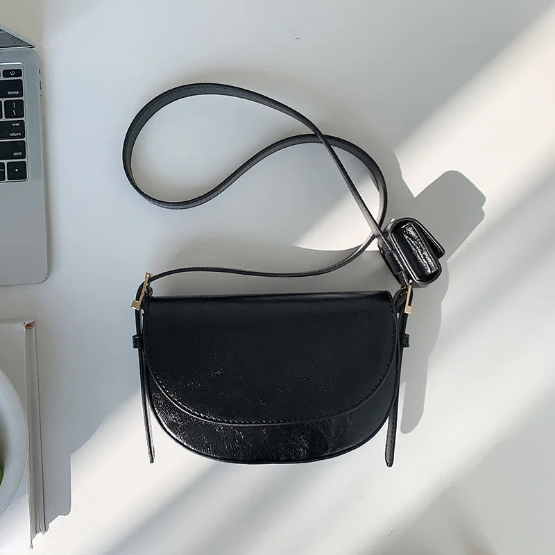Vintage High Solid PU Leather Women's Crossbody Bag