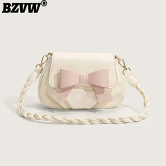BZVW2022 Net Red Bow Pleated Shoulder Messenger Bag