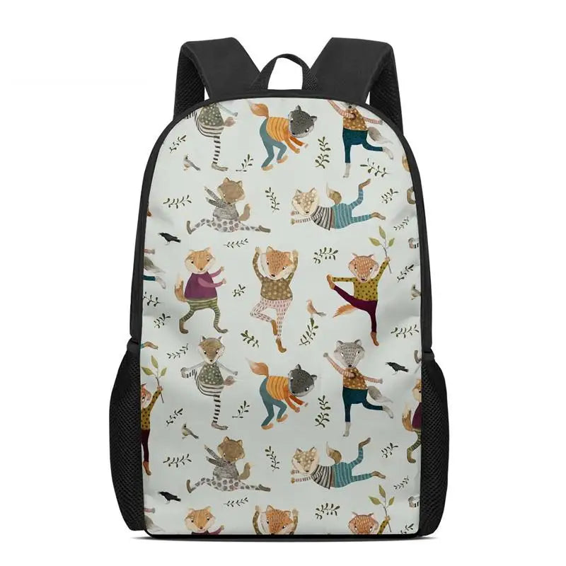 Funny Fox Floral Backpack Chidlren's Schoolbag