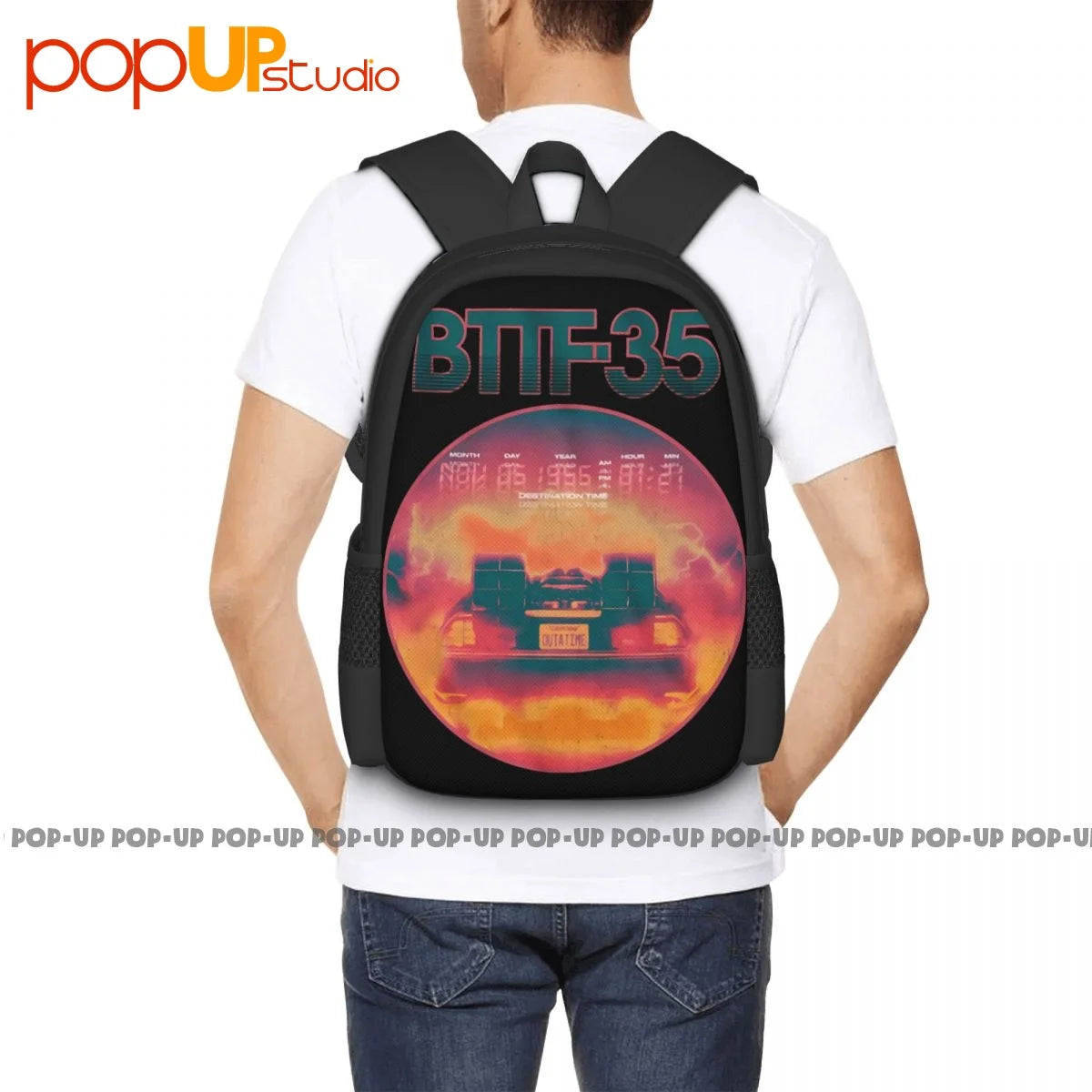 Back To The Future Movie Bttf-35 Backpack Large Capacity Print Foldable Sports B