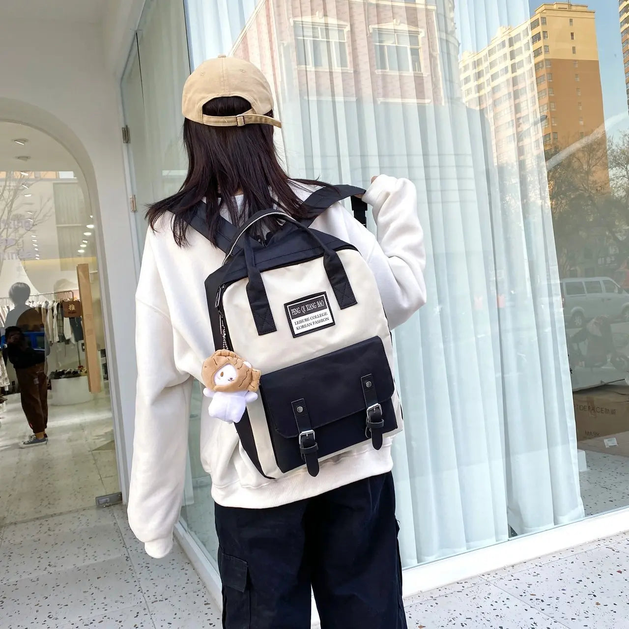 Canvas High School Backpack Set for Teenage Girl