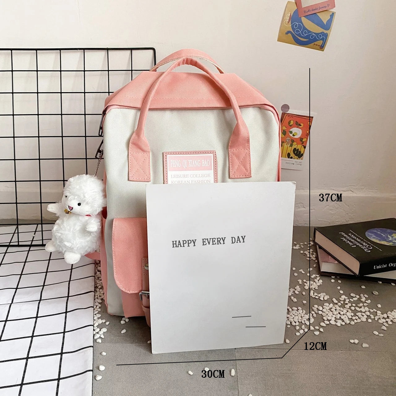 Canvas High School Backpack Set for Teenage Girl