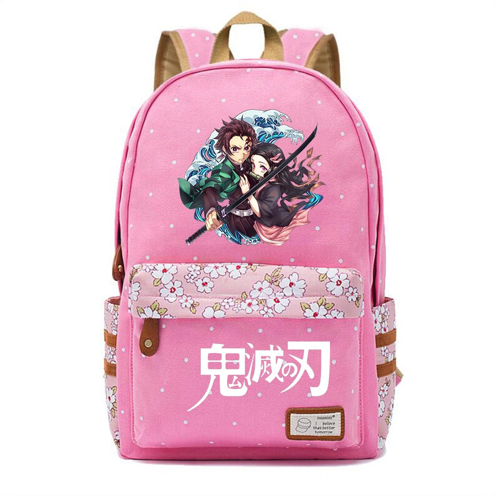 Anime Demon Slayer Canvas Schoolbag Teenager Packsack High Casual Knapsack