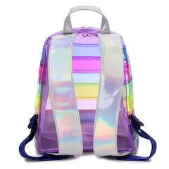 Striped Plastic Transparent Backpack Ladies Travel Bag