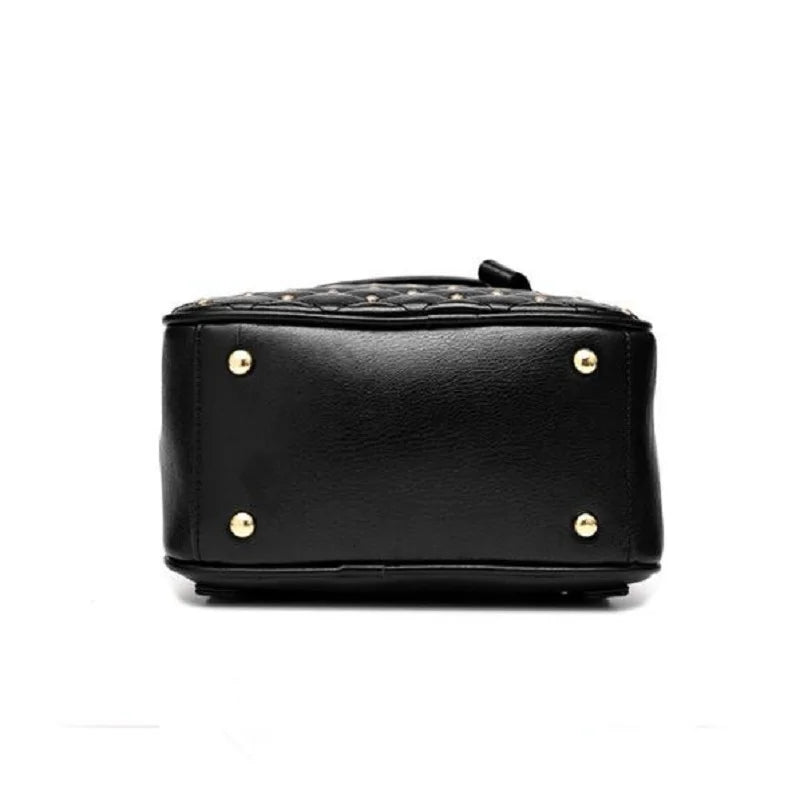 Student Shoulder Bag Double Zipper Rivets Backpack