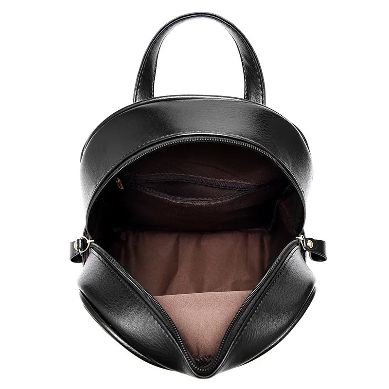 Student Shoulder Bag Double Zipper Rivets Backpack
