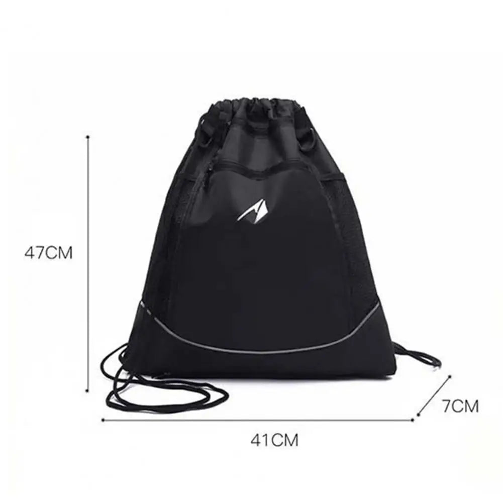 Backpack Drawstring Pockets Side Mesh Bag Basketball Soccer Volleyball Carrier