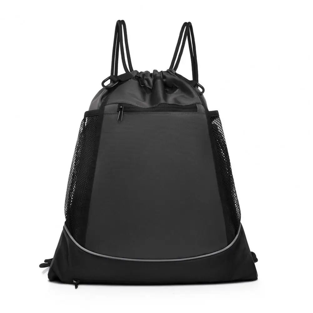 Backpack Drawstring Pockets Side Mesh Bag Basketball Soccer Volleyball Carrier