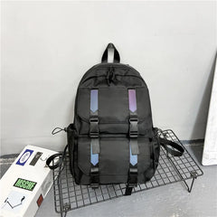 Reflective Strip Nylon Backpack School Travel Bag