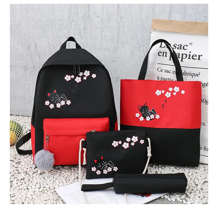 Small Fresh Cat Girls School Backpack