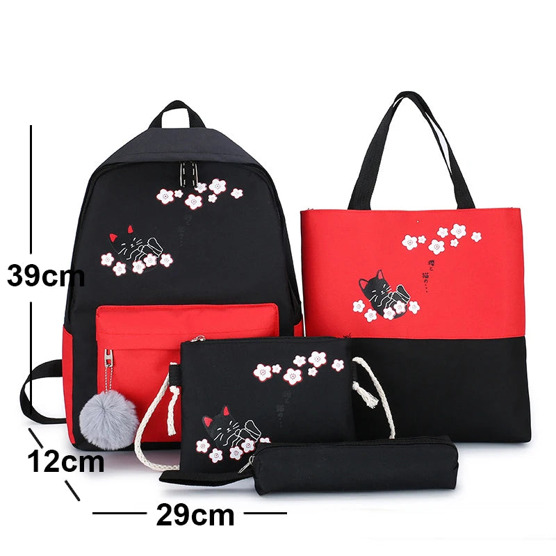 Small Fresh Cat Girls School Backpack