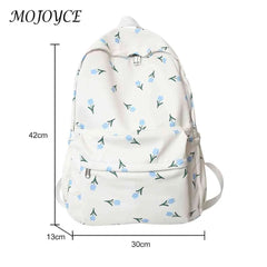 Floral Prints Backpack Large Capacity Teen Shoulder Bag Nylon Mochila