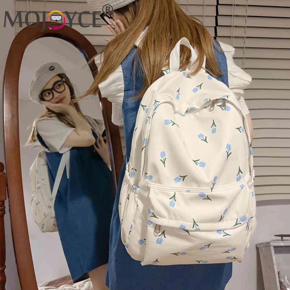 Floral Prints School Backpack for Girls Large Capacity Laptop Bag