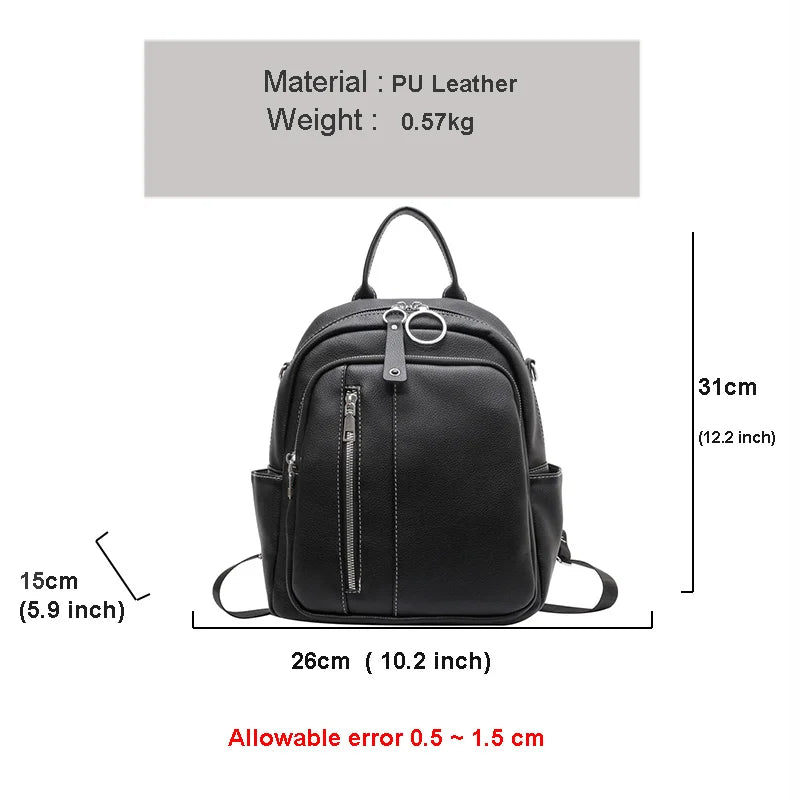 Girls Solid Middle School Student Backpack Hiking Travel Knapsack