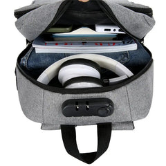 Men's Waterproof Oxford Urban Backpack Laptop 13.3 Inch USB Charging Gray Rucksa