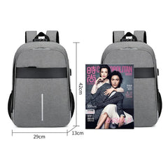 Men's Waterproof Oxford Urban Backpack Laptop 13.3 Inch USB Charging Gray Rucksa
