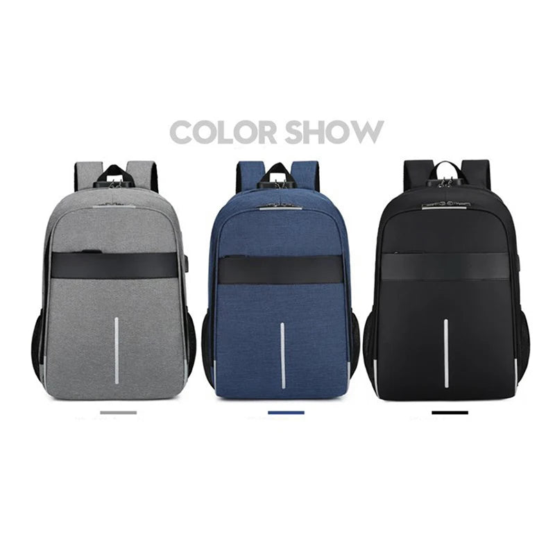 Men's Waterproof Oxford Urban Backpack Laptop 13.3 Inch USB Charging Gray Rucksa