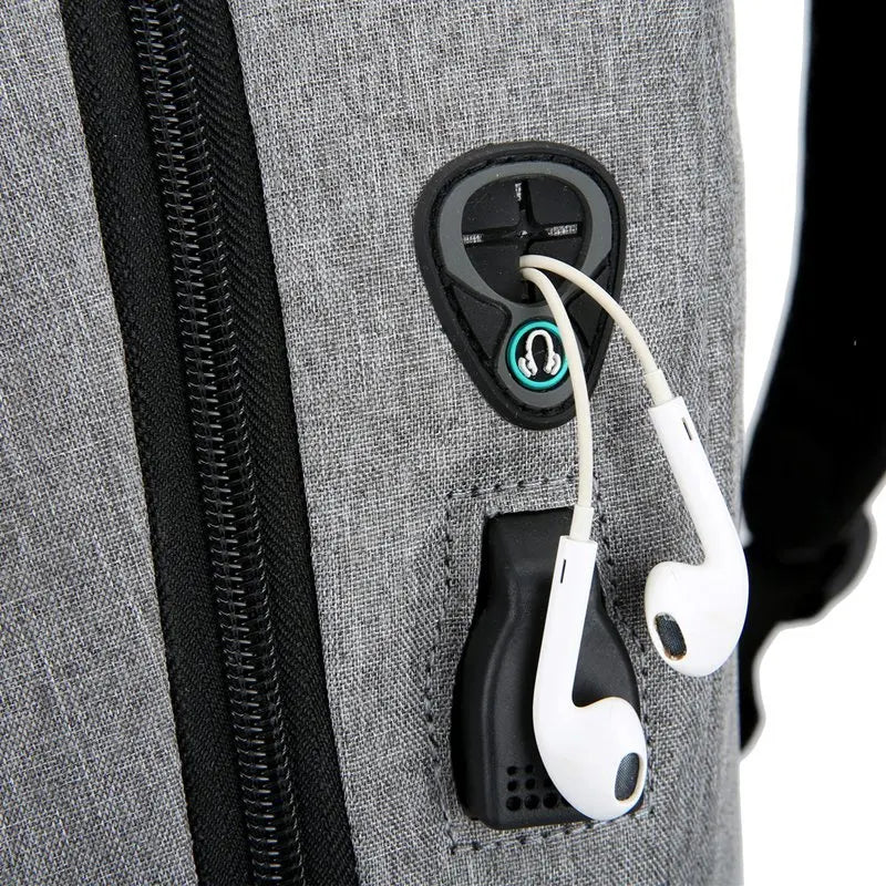 Men's Waterproof Oxford Urban Backpack Laptop 13.3 Inch USB Charging Gray Rucksa