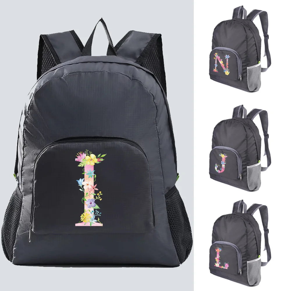 Ultralight Foldable Backpack Pink Letter Print Hiking Daypack