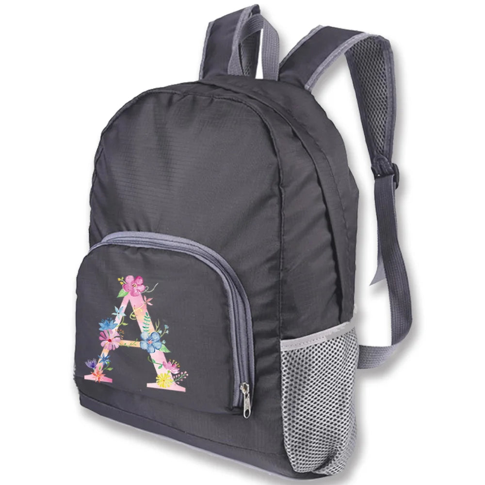 Ultralight Foldable Backpack Pink Letter Print Hiking Daypack