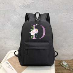 Purple Letter Print School Travel Backpack for Teenage Girls