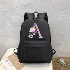 Purple Letter Print School Travel Backpack for Teenage Girls