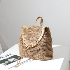 Casual Tassel Straw Bag Woven Bag Female Seaside Holiday Beach Bag