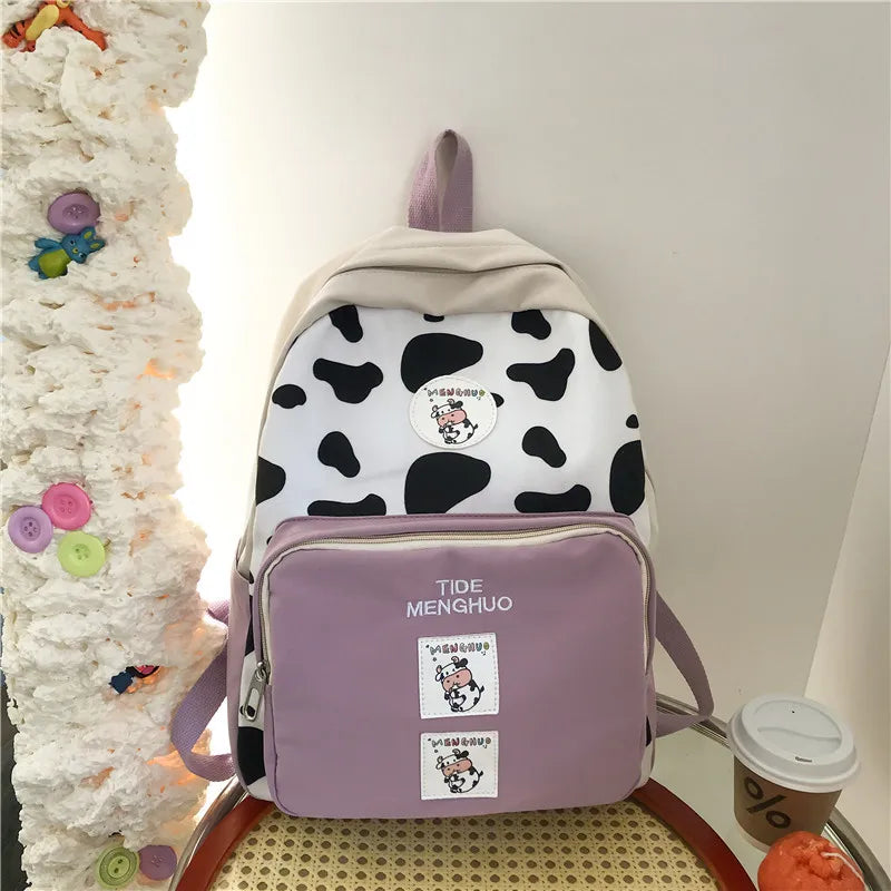 Cow Pattern Student Bag Personalized Computer Backpack