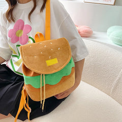 Hamburger Shape Drawstring Backpack Women Multi-Function Bag