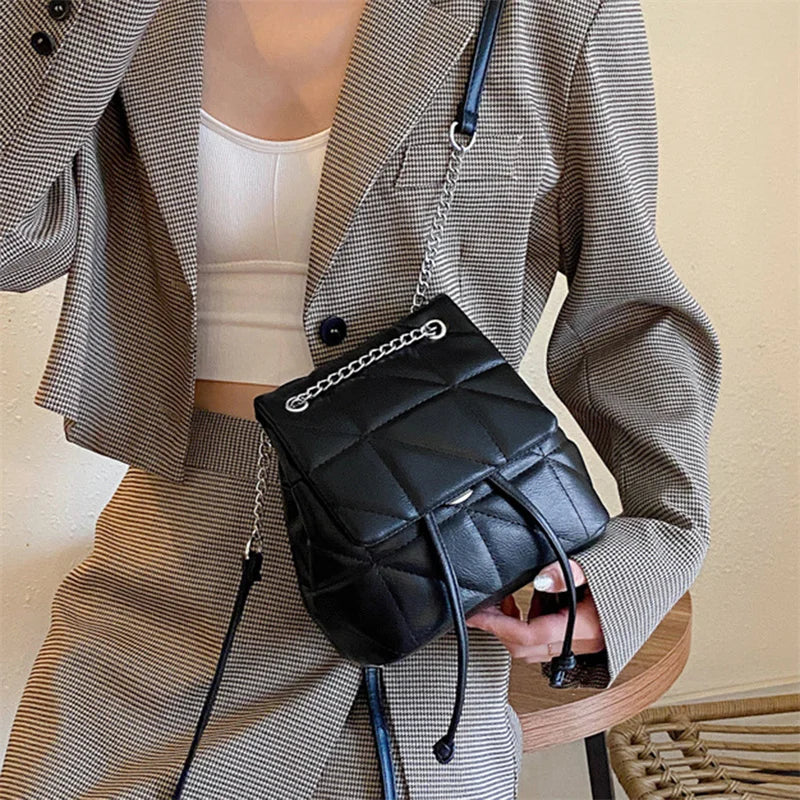 PU Leather Women Shoulder Bag Small Female School Backpack