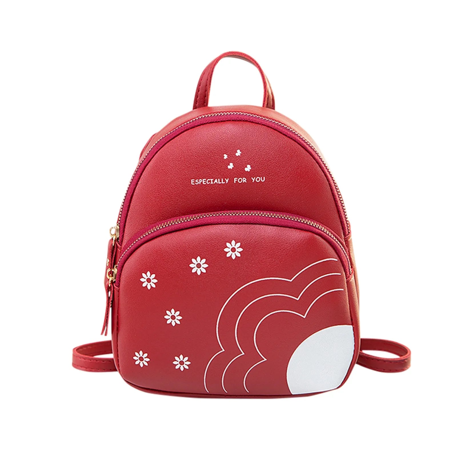 Women Pu Leather Shoulder Bag For Teenage Girls Multi-function Small Bagpack